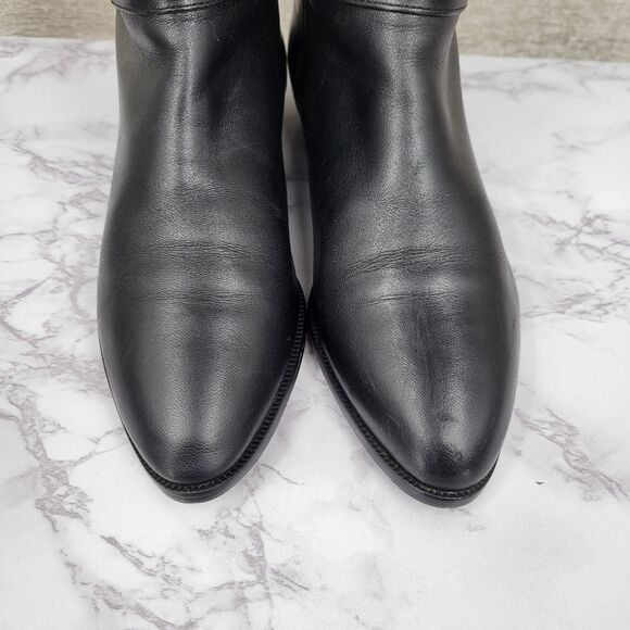 Etienne Aigner Shelby Black Leather Riding Boots Knee-High - Picture 2 of 12